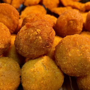 a pile of fried food